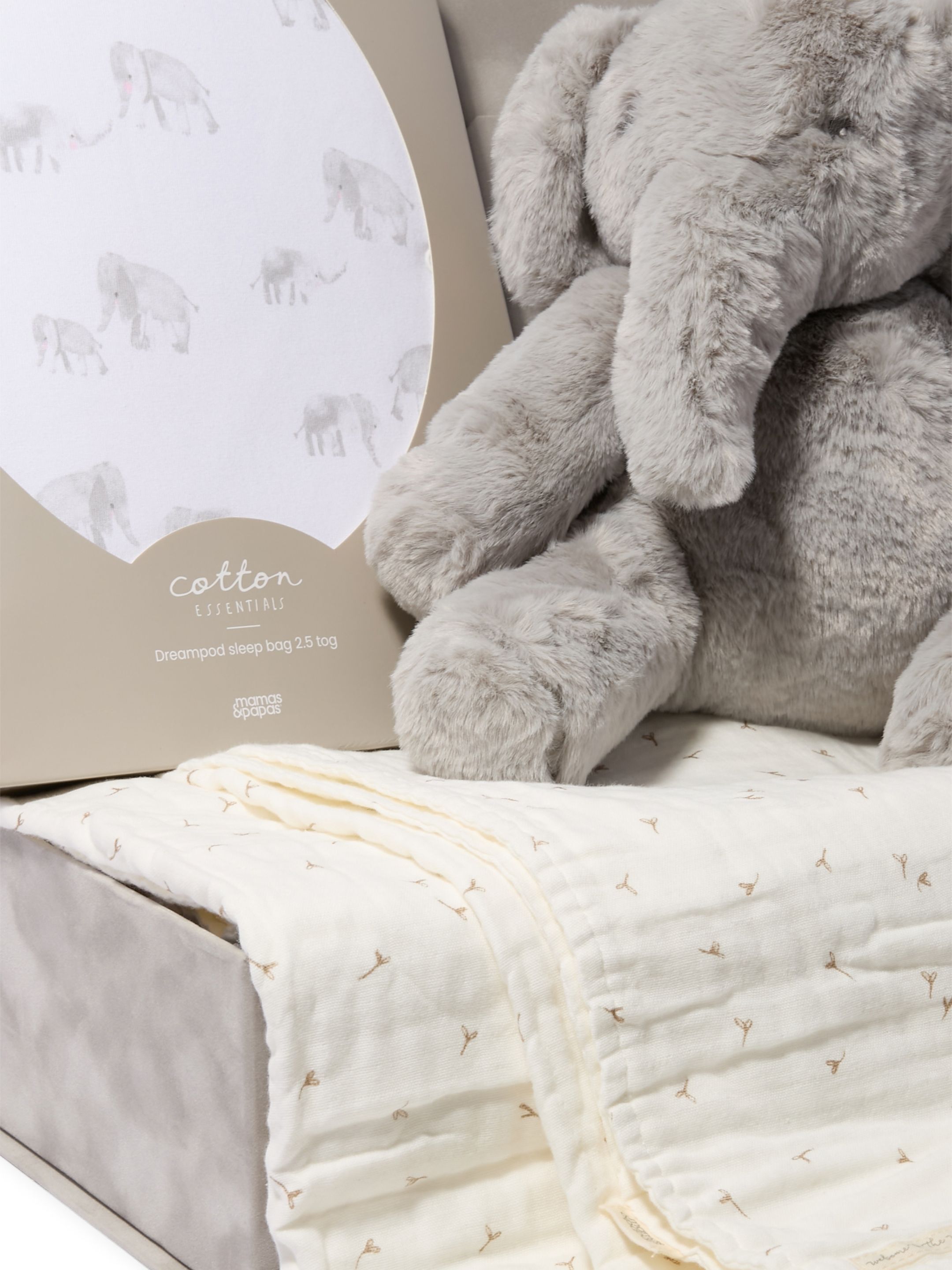 Sleep Gift Set - Elephant Dreampod with Seed Muslin Blanket & Archie Elephant Soft Toy image number 2